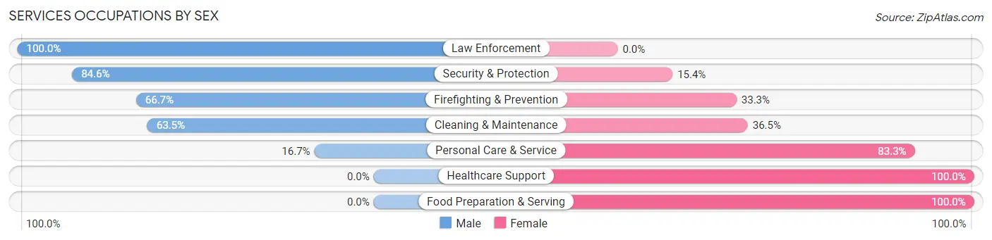 Services Occupations by Sex in Zip Code 78387