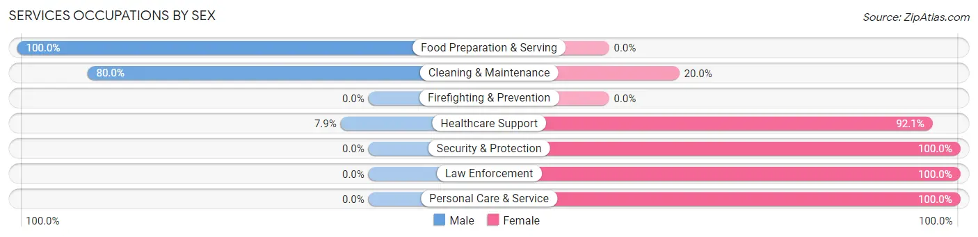 Services Occupations by Sex in Zip Code 78560