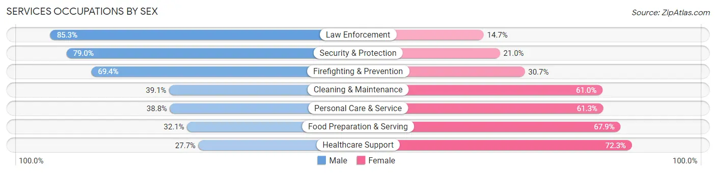 Services Occupations by Sex in Zip Code 78566