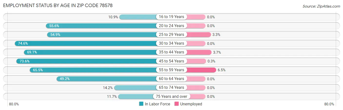 Employment Status by Age in Zip Code 78578