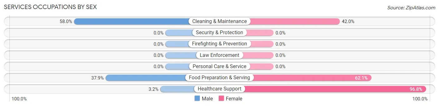 Services Occupations by Sex in Zip Code 78579