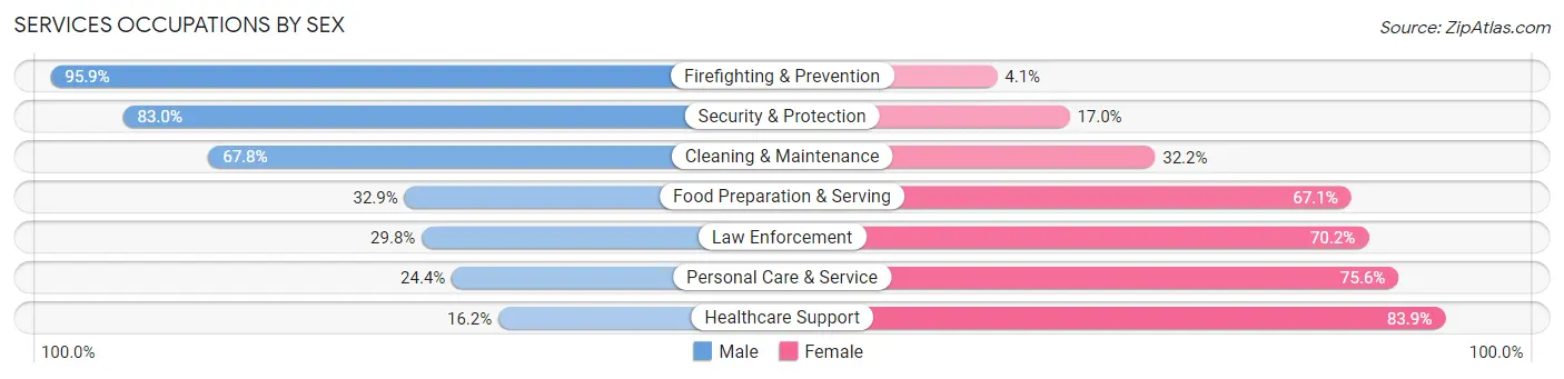 Services Occupations by Sex in Zip Code 78584