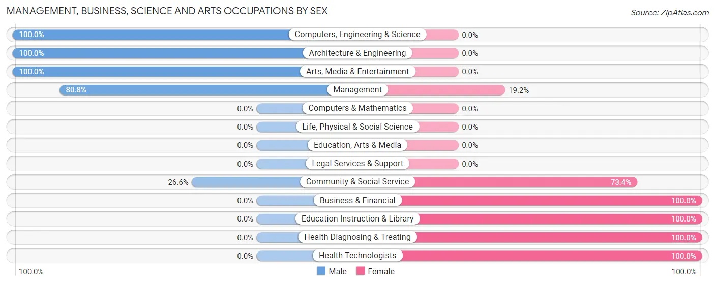 Management, Business, Science and Arts Occupations by Sex in Zip Code 78593