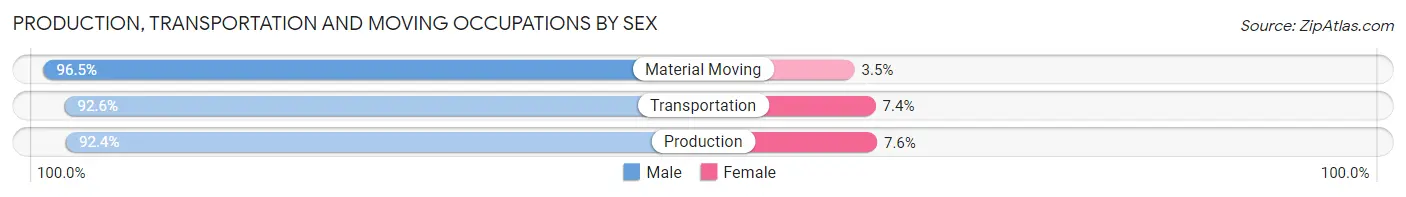 Production, Transportation and Moving Occupations by Sex in Zip Code 78596