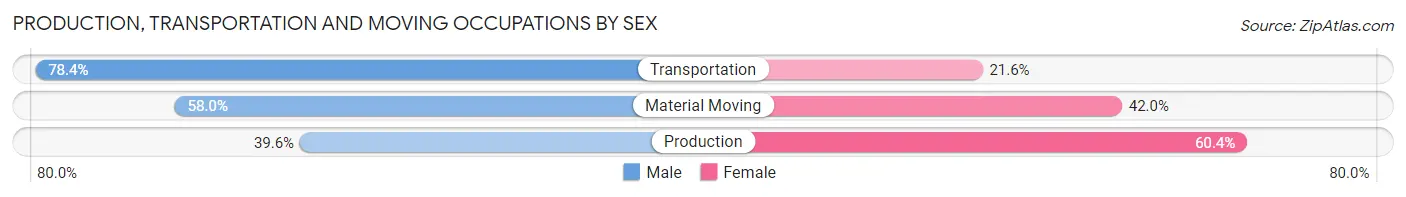 Production, Transportation and Moving Occupations by Sex in Zip Code 78610