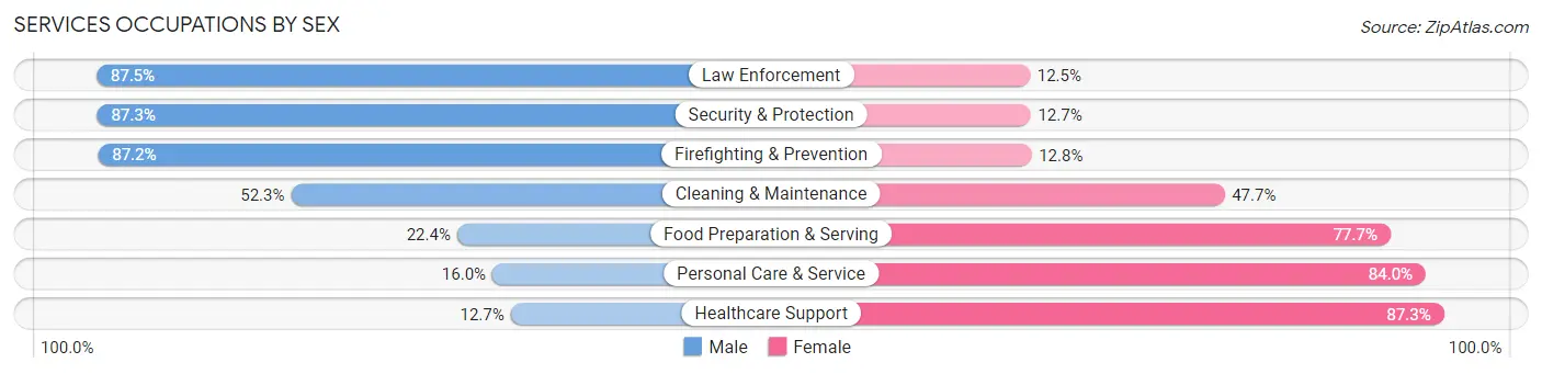 Services Occupations by Sex in Zip Code 78610