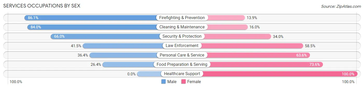 Services Occupations by Sex in Zip Code 78611