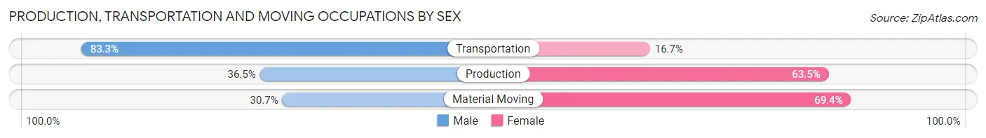 Production, Transportation and Moving Occupations by Sex in Zip Code 78616