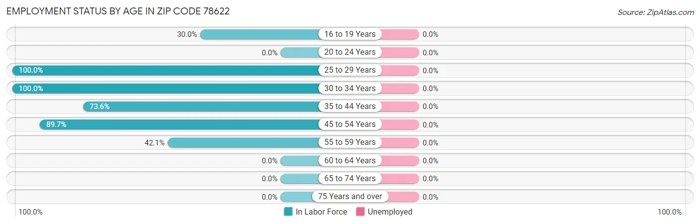Employment Status by Age in Zip Code 78622