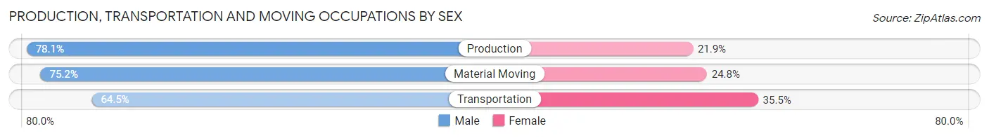 Production, Transportation and Moving Occupations by Sex in Zip Code 78626