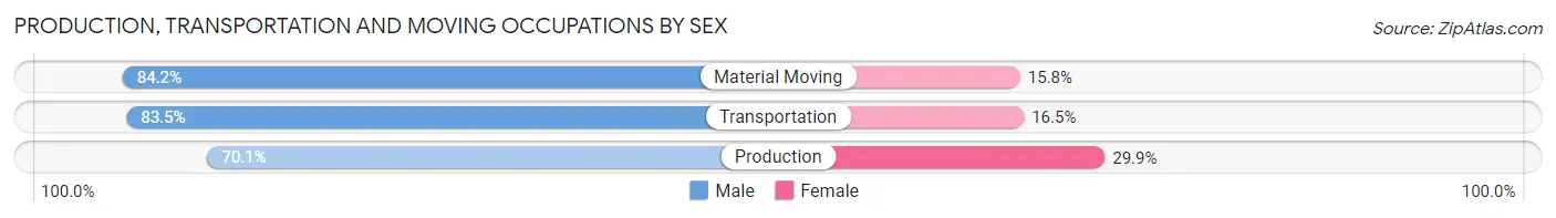 Production, Transportation and Moving Occupations by Sex in Zip Code 78628