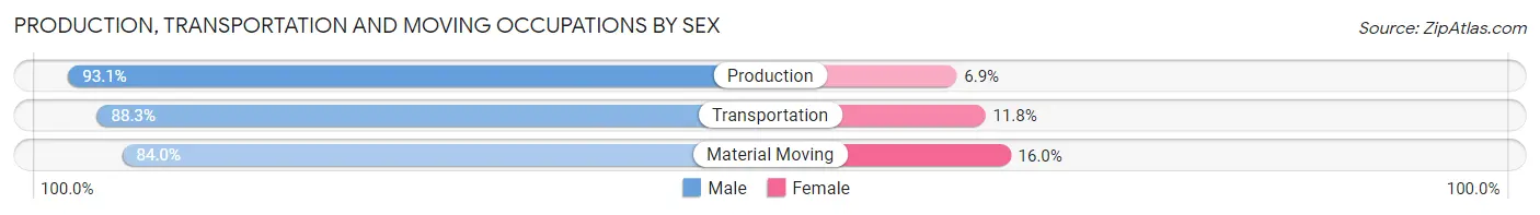 Production, Transportation and Moving Occupations by Sex in Zip Code 78629