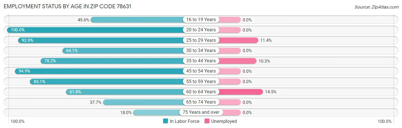 Employment Status by Age in Zip Code 78631