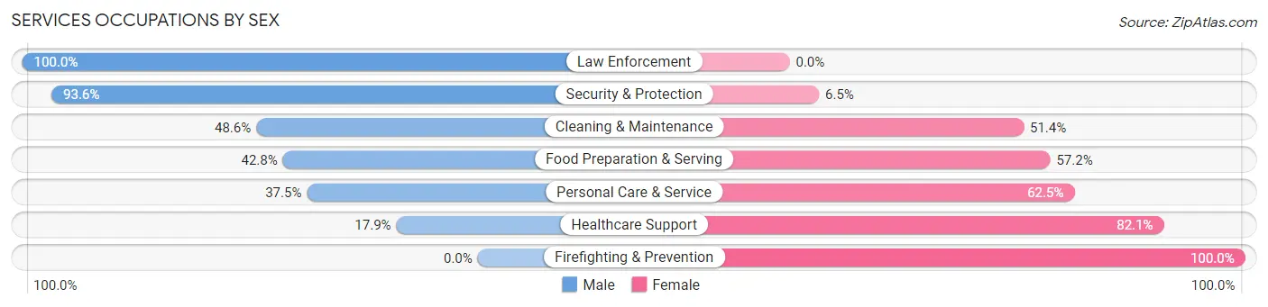 Services Occupations by Sex in Zip Code 78643