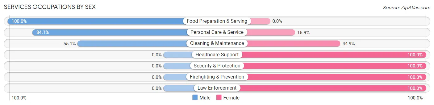 Services Occupations by Sex in Zip Code 78650