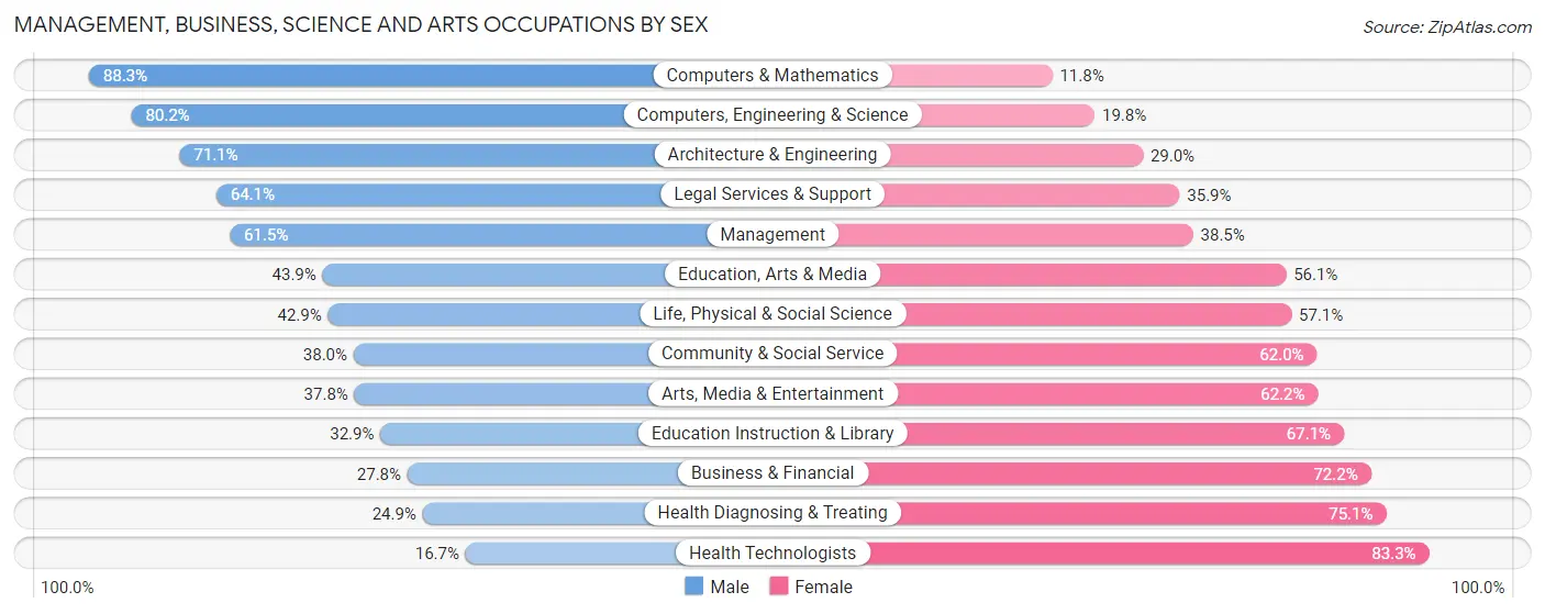 Management, Business, Science and Arts Occupations by Sex in Zip Code 78653
