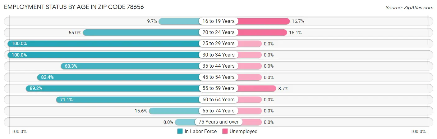 Employment Status by Age in Zip Code 78656