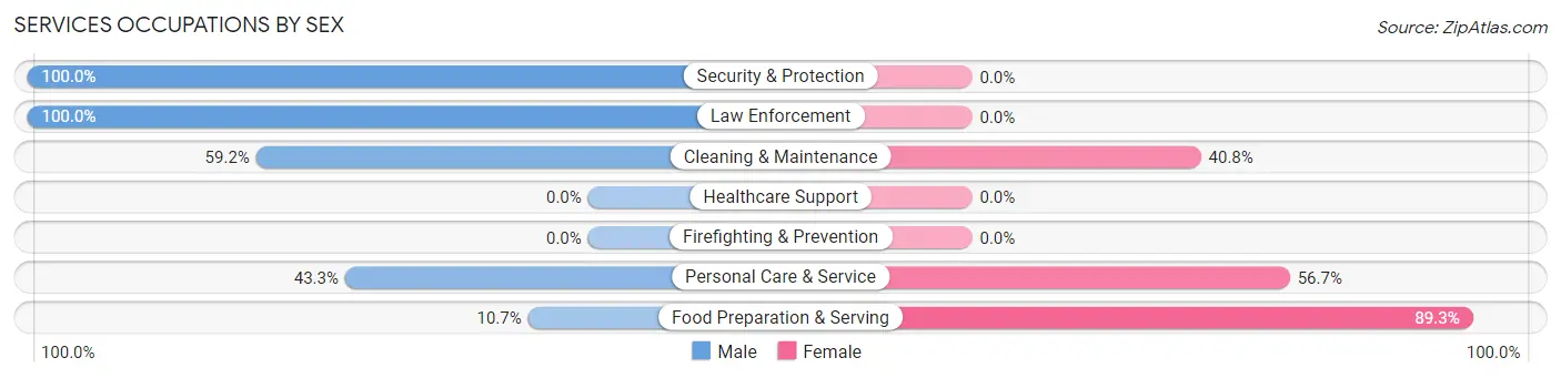 Services Occupations by Sex in Zip Code 78656