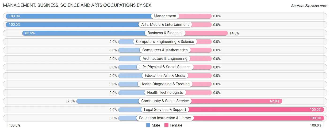 Management, Business, Science and Arts Occupations by Sex in Zip Code 78662