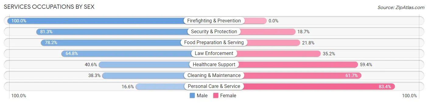 Services Occupations by Sex in Zip Code 78717