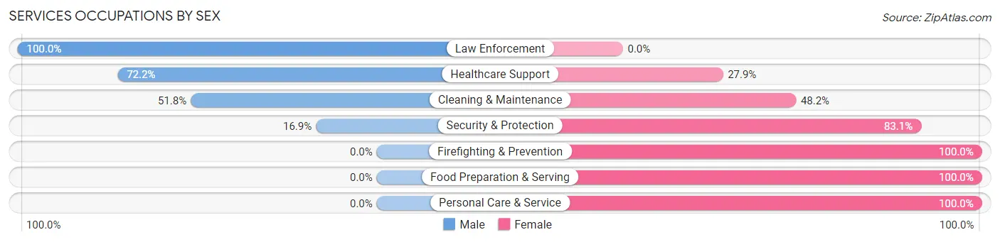 Services Occupations by Sex in Zip Code 78725