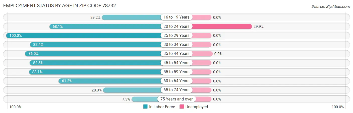 Employment Status by Age in Zip Code 78732