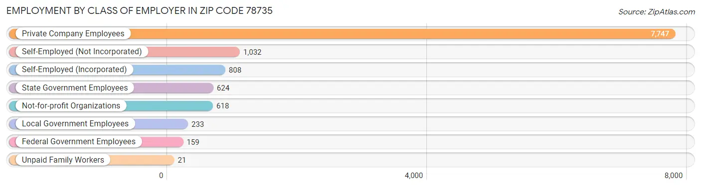 Employment by Class of Employer in Zip Code 78735