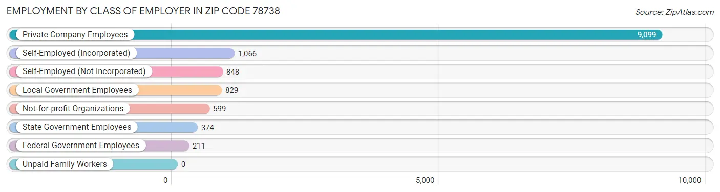 Employment by Class of Employer in Zip Code 78738