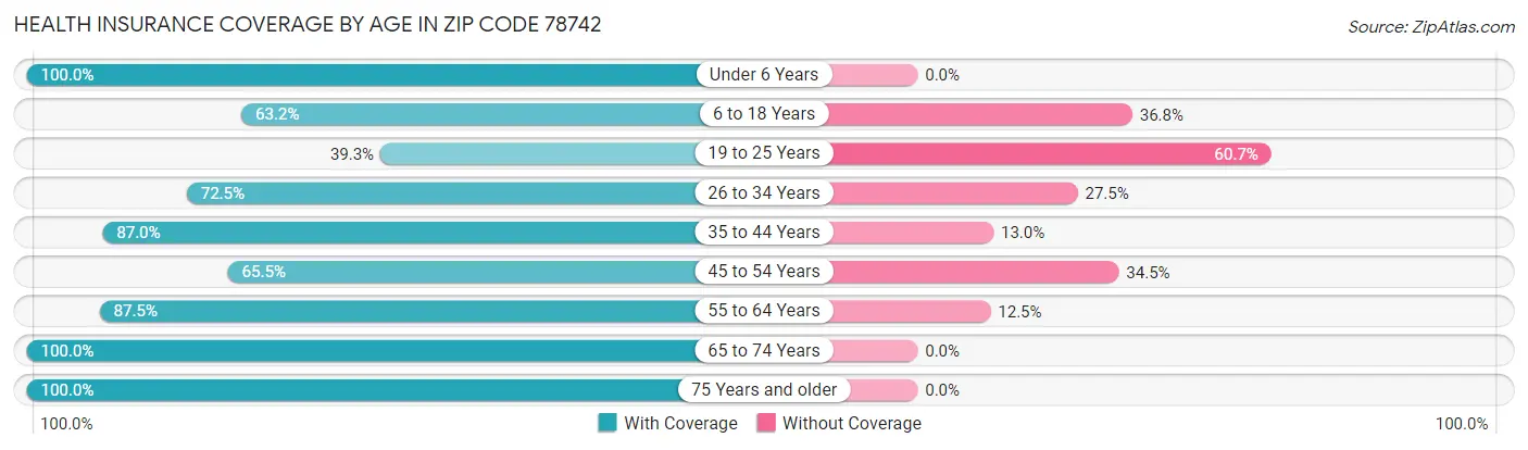 Health Insurance Coverage by Age in Zip Code 78742