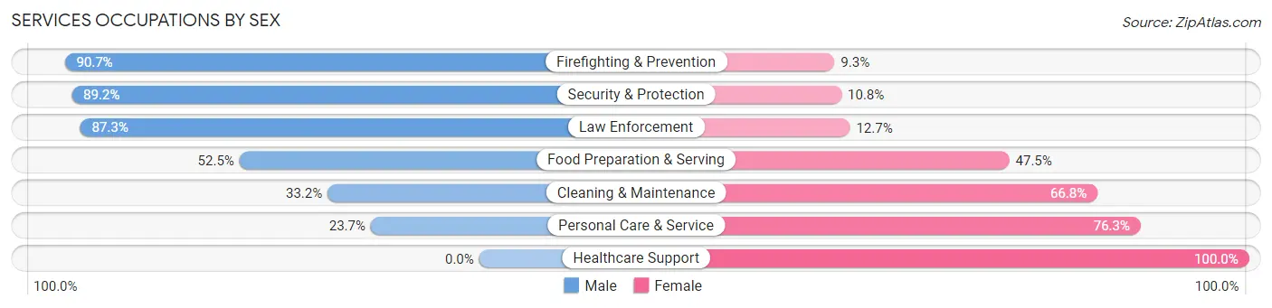 Services Occupations by Sex in Zip Code 78747