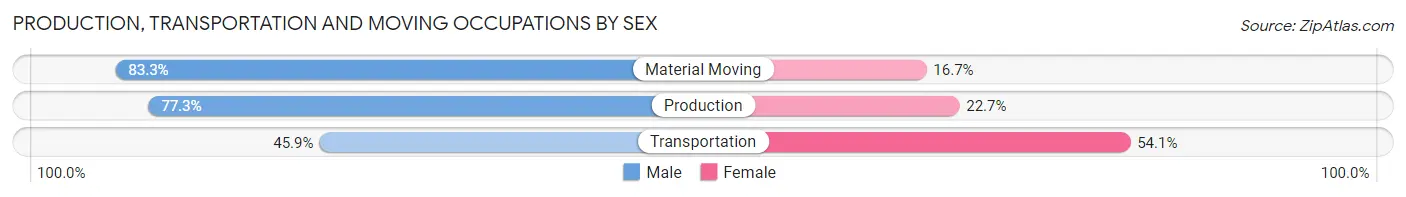 Production, Transportation and Moving Occupations by Sex in Zip Code 78751