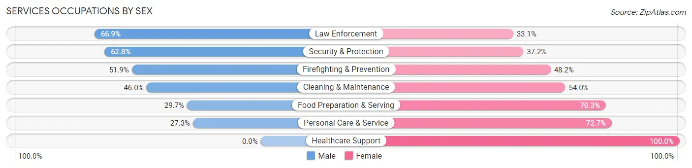 Services Occupations by Sex in Zip Code 78801