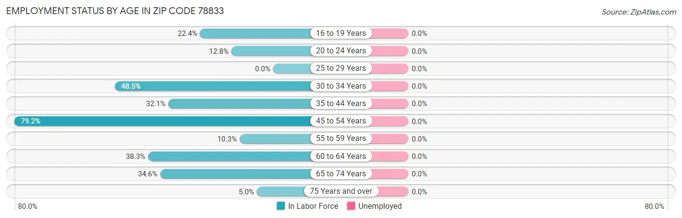 Employment Status by Age in Zip Code 78833