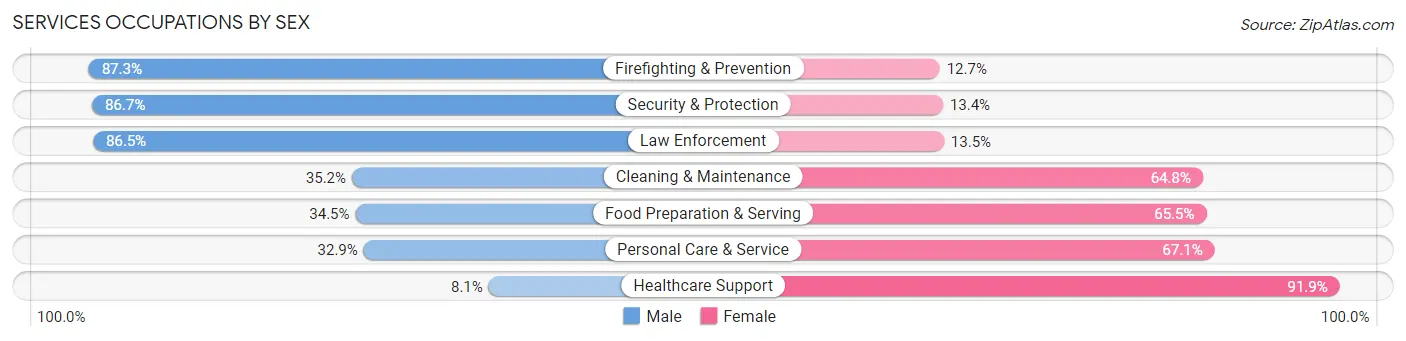 Services Occupations by Sex in Zip Code 78840