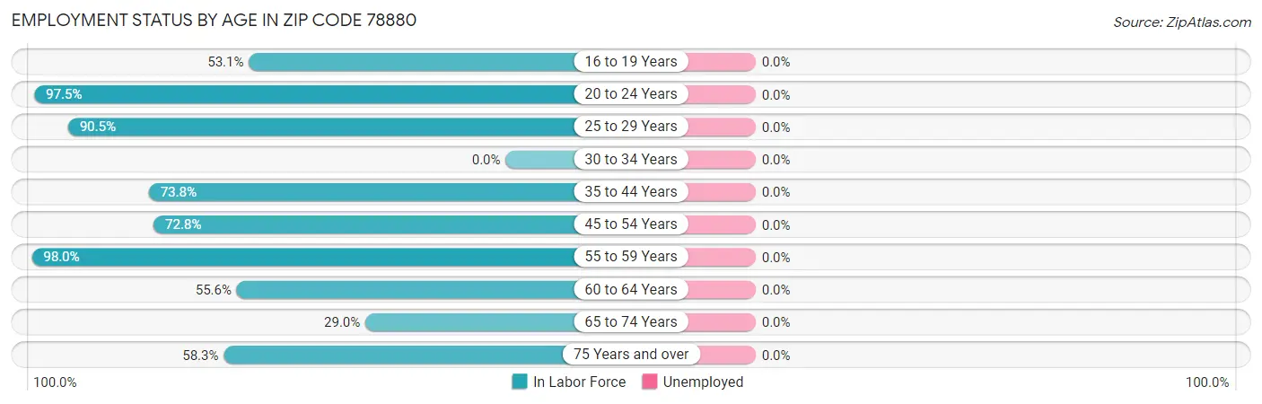 Employment Status by Age in Zip Code 78880