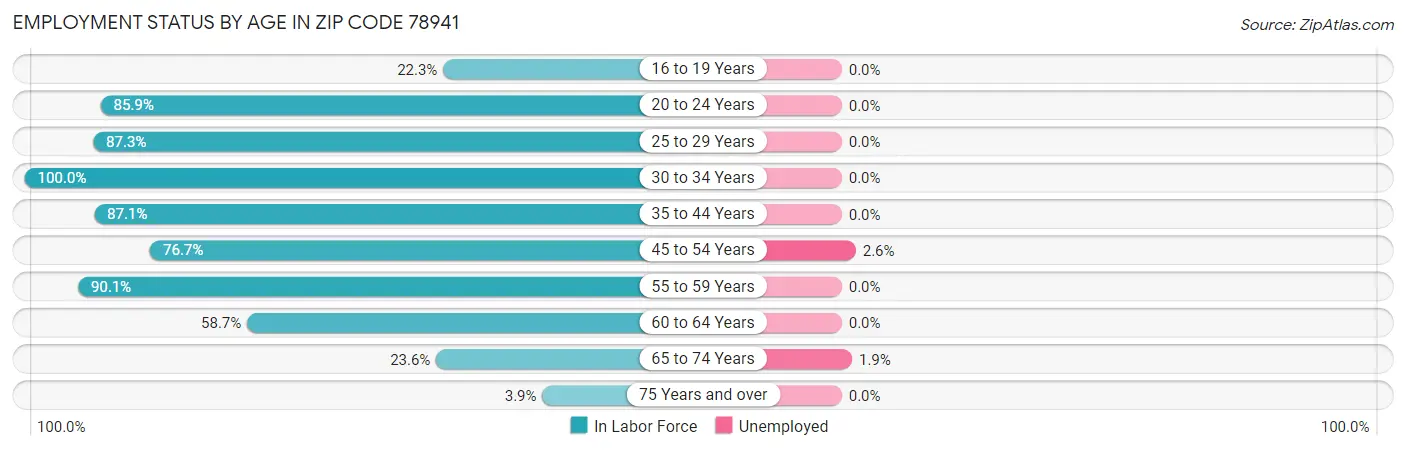 Employment Status by Age in Zip Code 78941