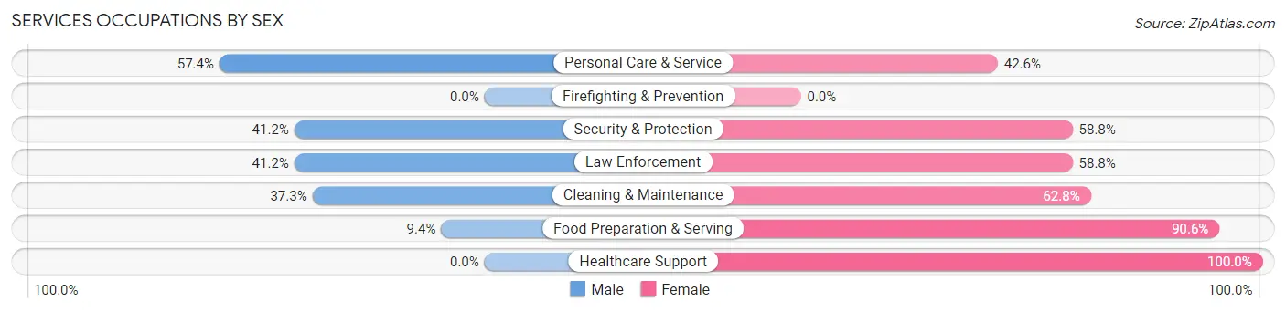 Services Occupations by Sex in Zip Code 78941