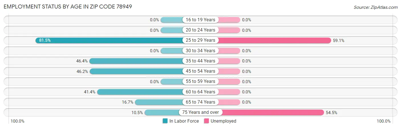 Employment Status by Age in Zip Code 78949