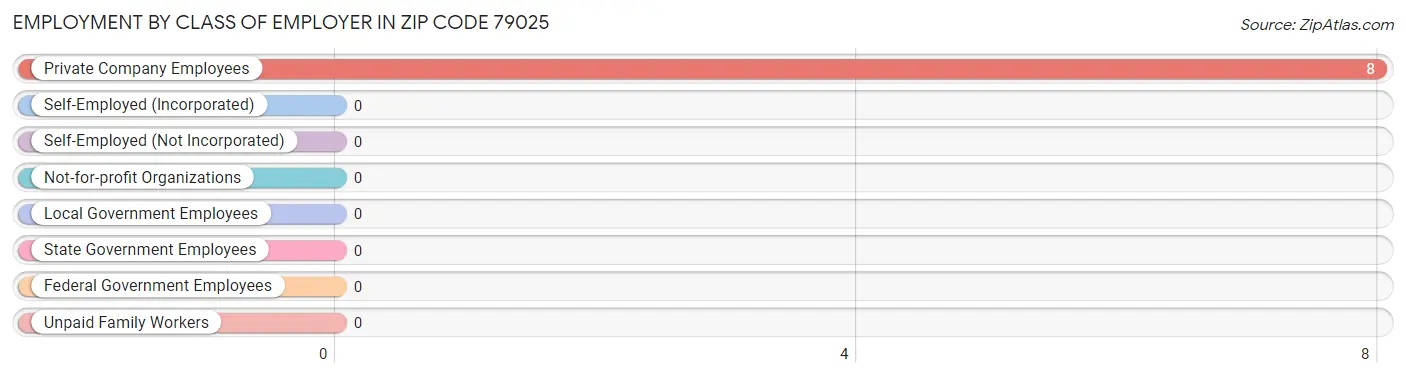 Employment by Class of Employer in Zip Code 79025