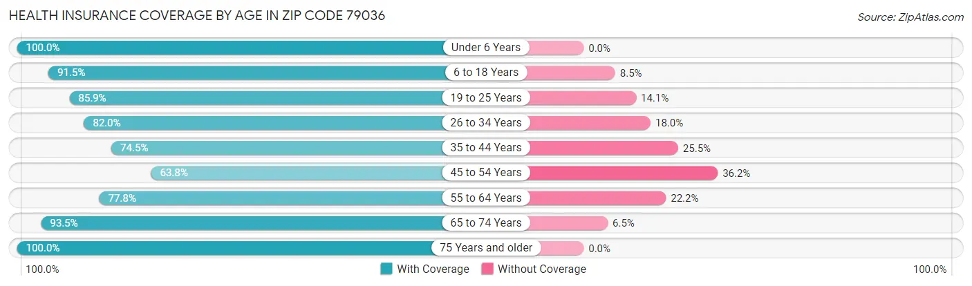Health Insurance Coverage by Age in Zip Code 79036
