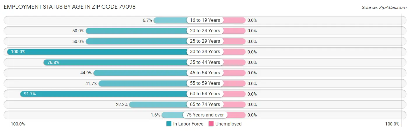 Employment Status by Age in Zip Code 79098