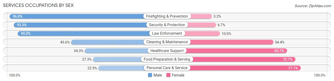 Services Occupations by Sex in Zip Code 79110