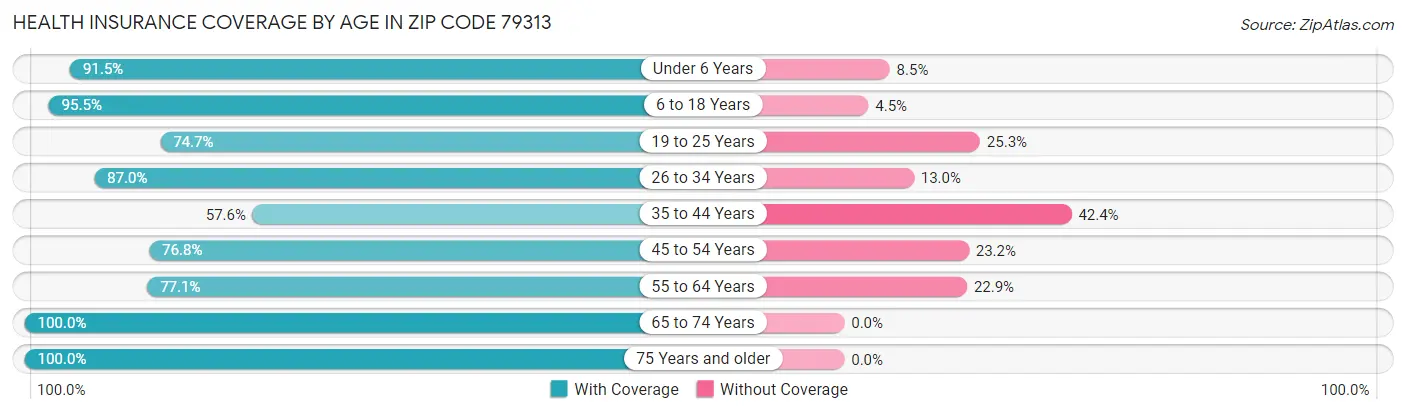 Health Insurance Coverage by Age in Zip Code 79313
