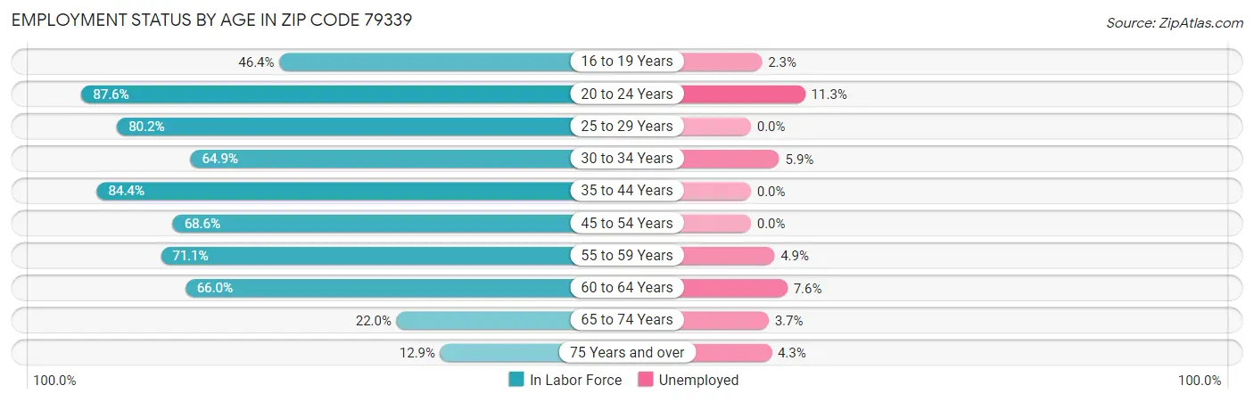 Employment Status by Age in Zip Code 79339