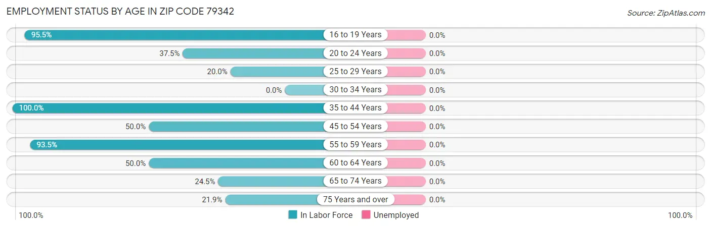 Employment Status by Age in Zip Code 79342