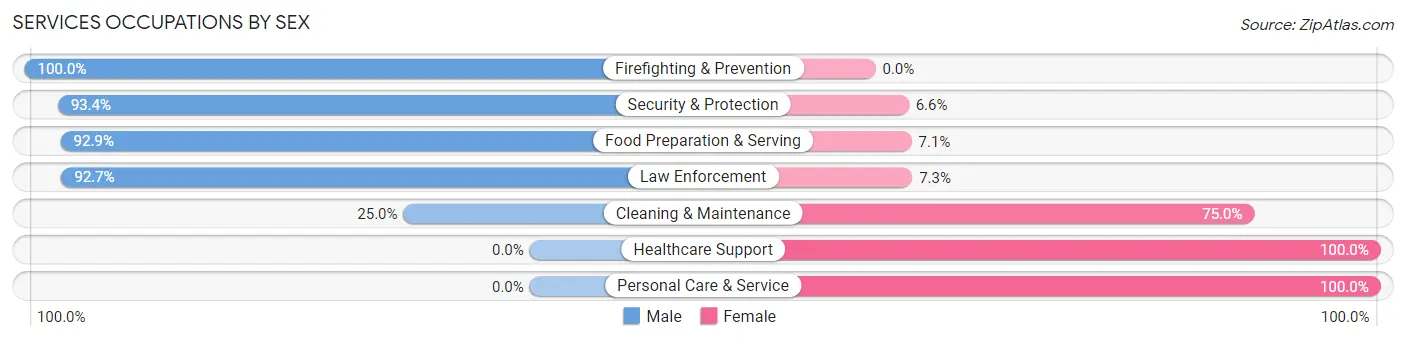 Services Occupations by Sex in Zip Code 79343