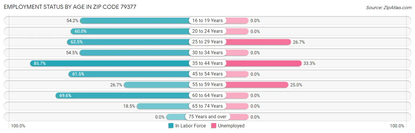 Employment Status by Age in Zip Code 79377