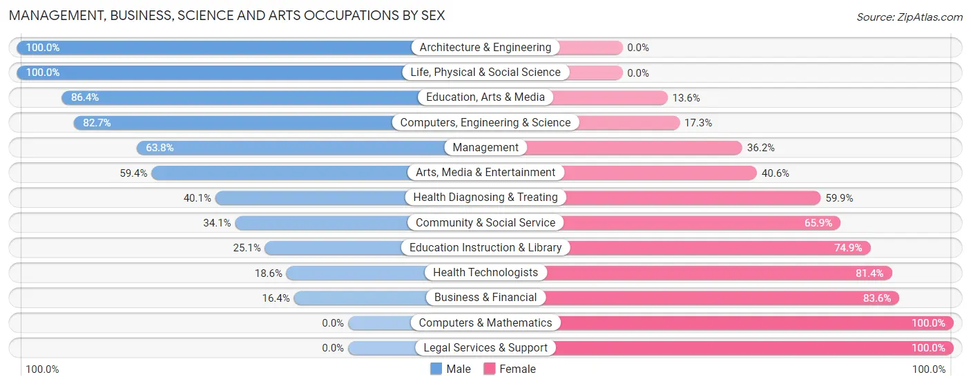 Management, Business, Science and Arts Occupations by Sex in Zip Code 79382