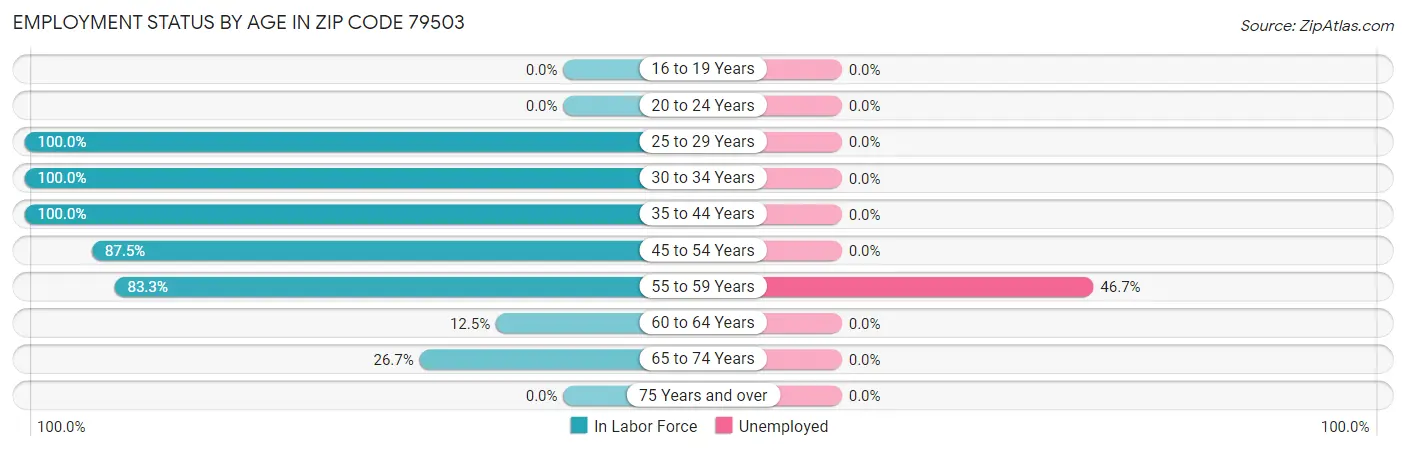 Employment Status by Age in Zip Code 79503