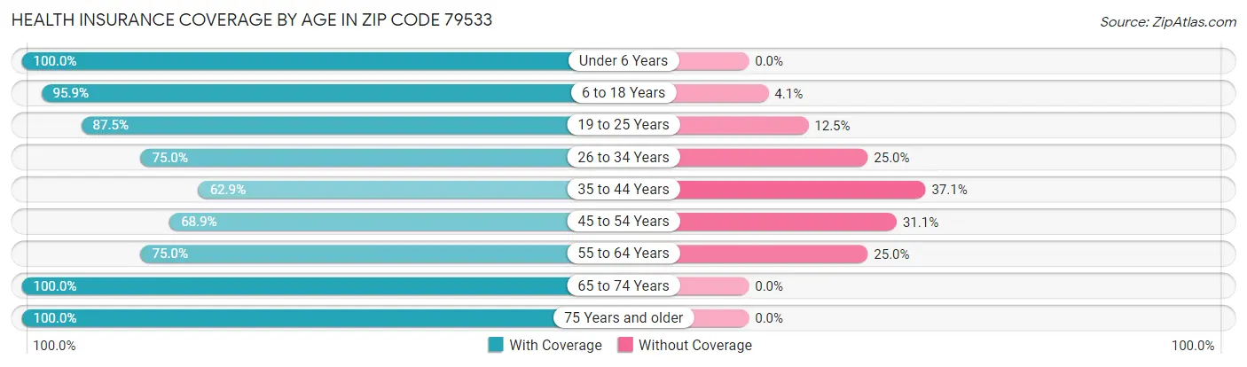 Health Insurance Coverage by Age in Zip Code 79533